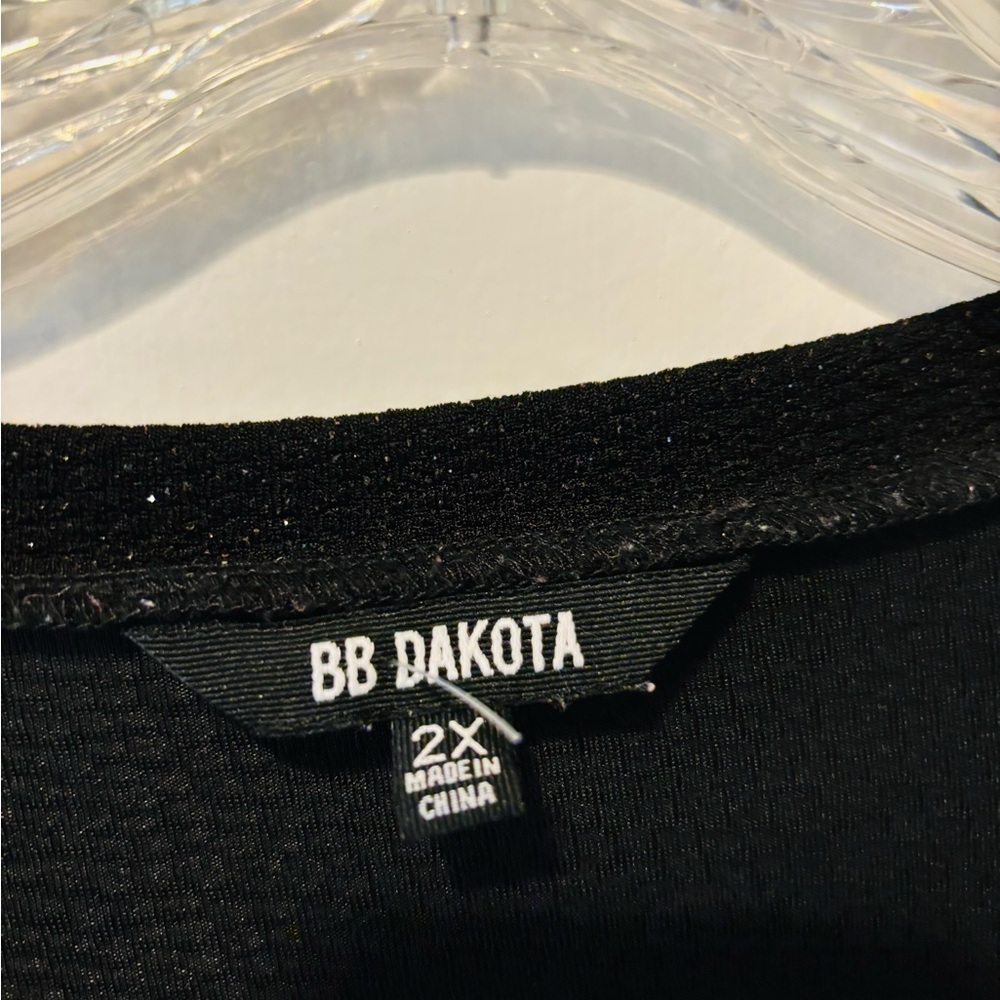 BB DAKOTA Black Glitter Sparkle Top, Size 2X - Picture 3 of 3